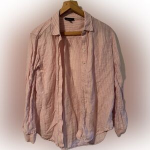 Lord & Taylor Light Pink Casual Linen Button Down Shirt